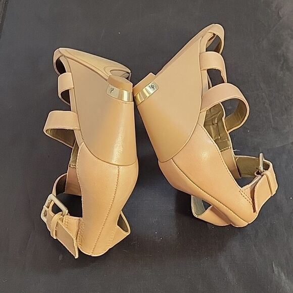 SAM EDELMAN LEATHER WOMEN"S SABRINA GLADIATOR LOW WEDGE LEATHER SANDAL - Picture 11 of 13